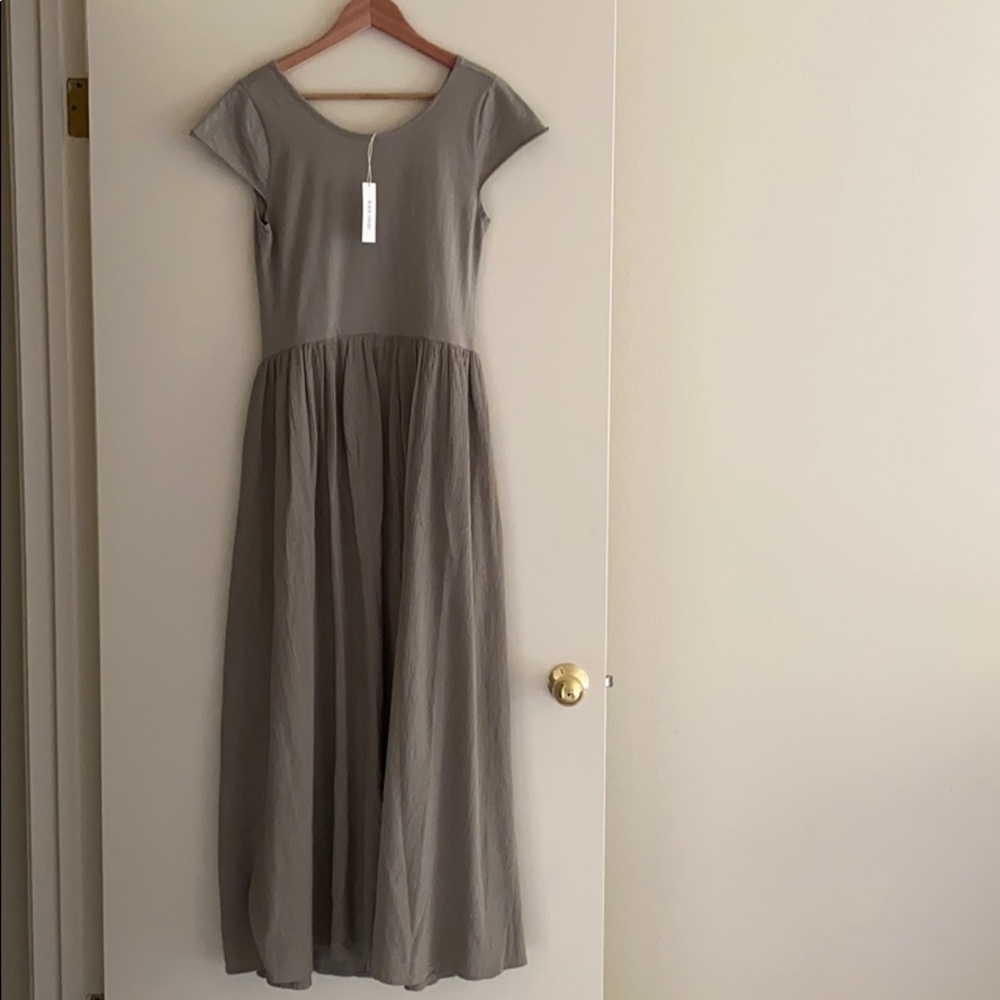 NWT- Black Crane Cap Sleeved Dress 100% cotton